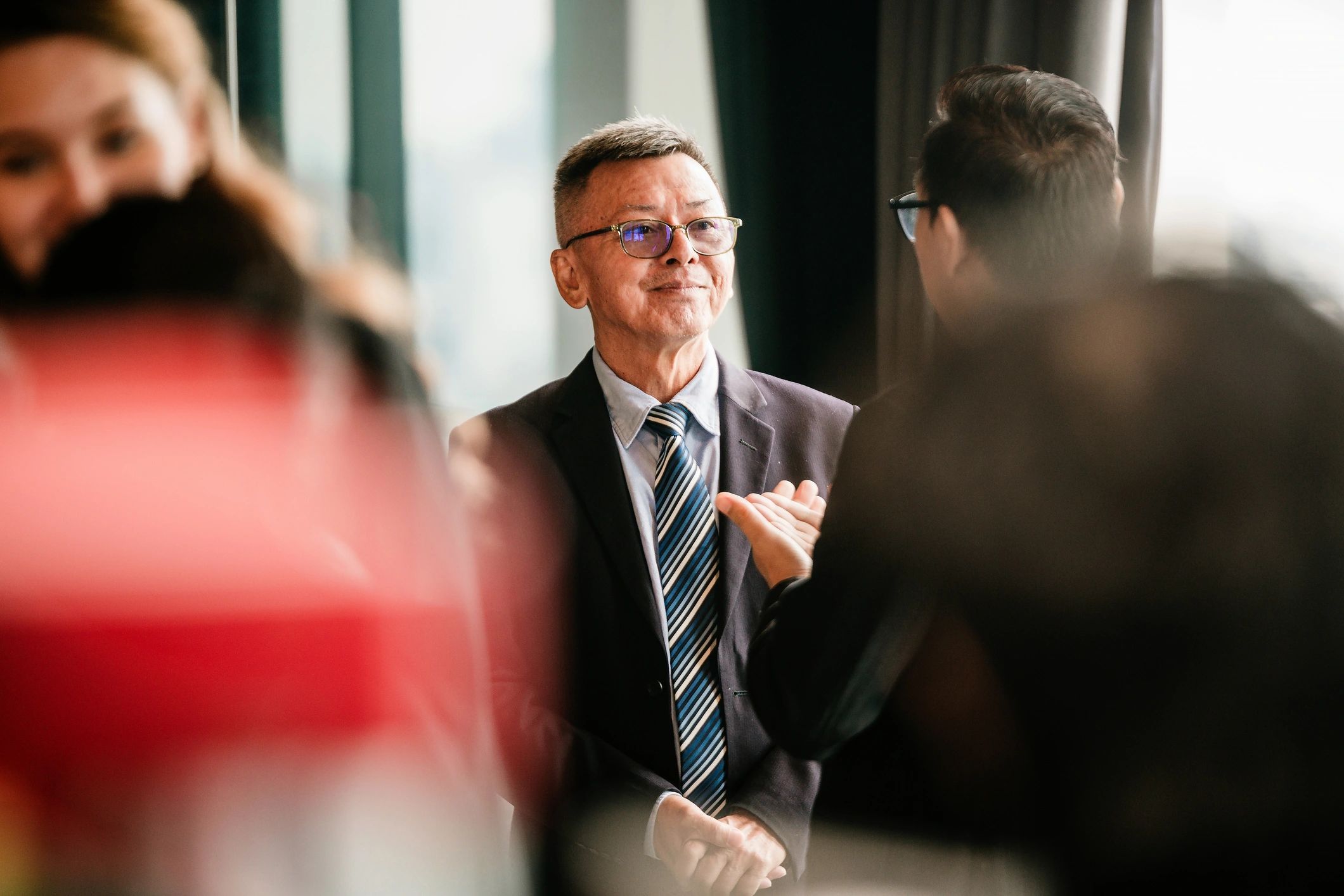 Executive networking at a corporate conference